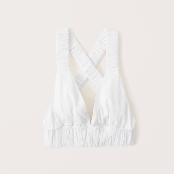 NWT Abercrombie & Fitch Linen Blend Cropped Scrunchie Top - Picture 9 of 9